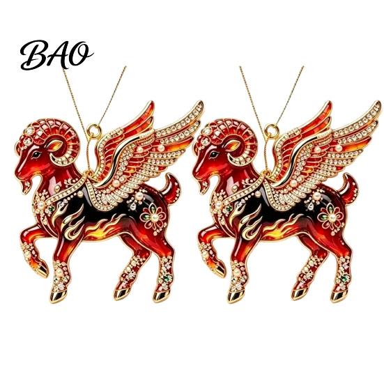 Holiday Gift for Friends 2Pcs 2D Goat Hanging Ornaments, Acrylic Winged Pendants, Year of Ornaments The Auspicious Decorations Tree, Mantel, Home New