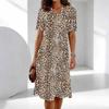 Ladies Loose Round Neck Short Sleeve Dress Multicolor Floral Print For City Street Stroll