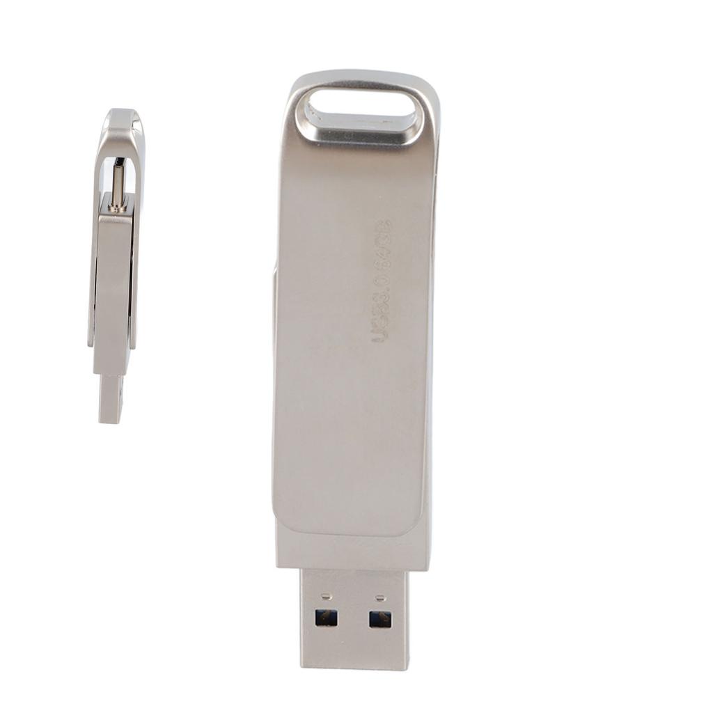 Metal U Disk 2 In 1 Rotatable 64GB Type C Dual Port Metal USB Flash Drive for U Disk Android