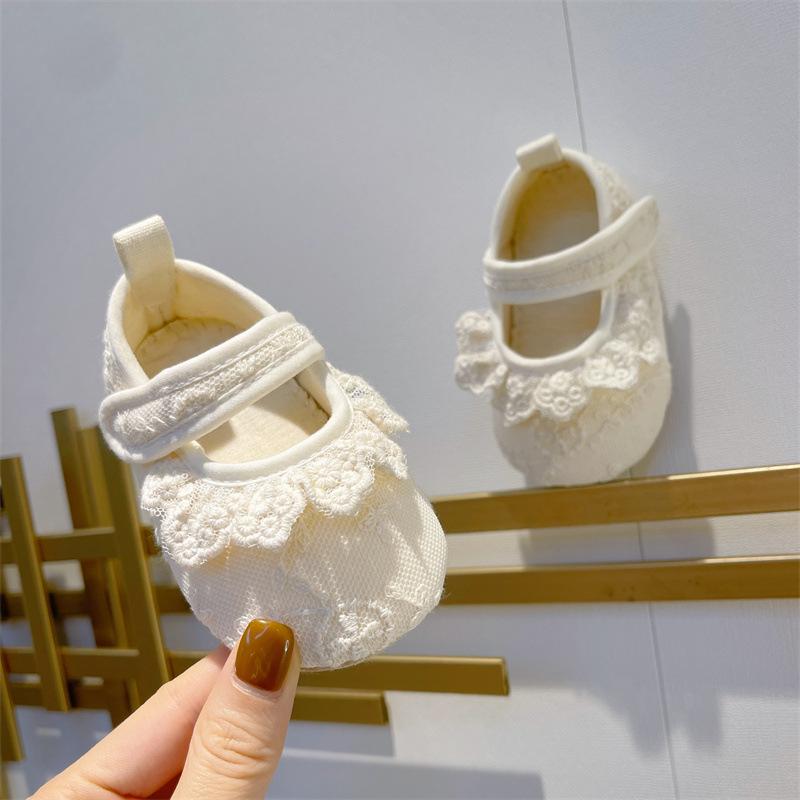 2024 Spring Autumn New Baby Soft Soled Walking Shoes Trendy Lovely Lace Princess Shoes Fashion Versatile Antiskid Girls Sneakers