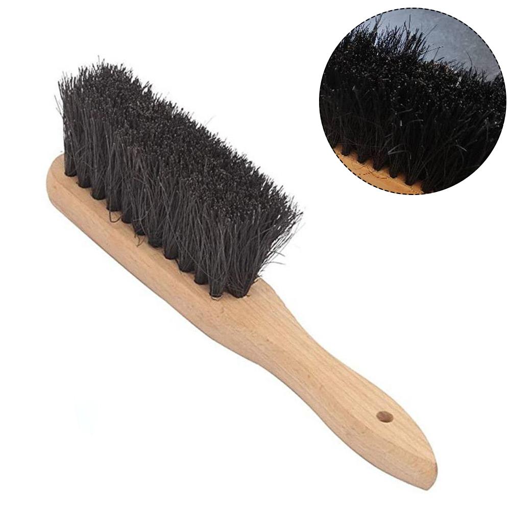 Fireplace Brush Oblong Soft Bristle Wooden Handle Shape