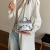Silver Handbags Luxury Bag Fashion Ladies Moto Style Rivet Shoulder Crossbody Bags for Women Small Fla Pu Leather Messenger Bags