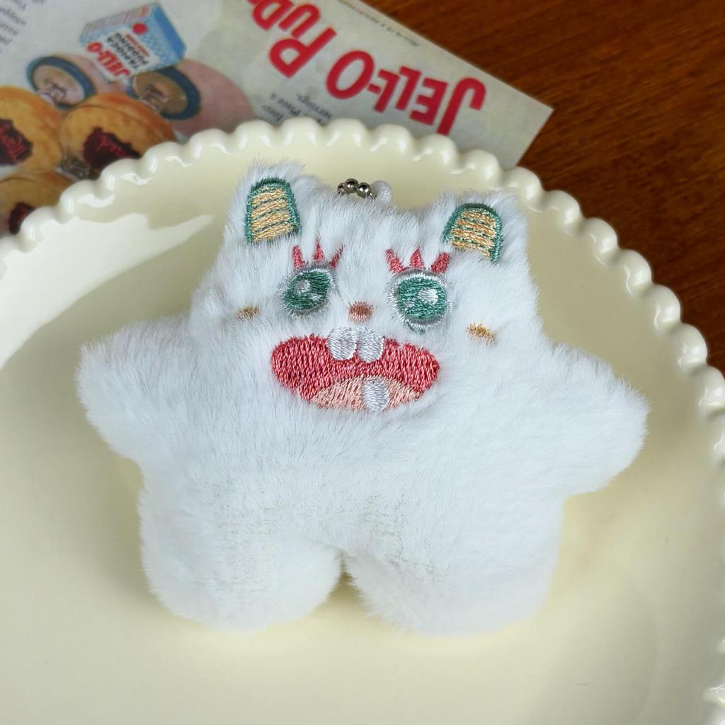 Cartoon Little Monster Plush Keychain: One-Eyed & Three-Eyed Monster Doll Pendant.