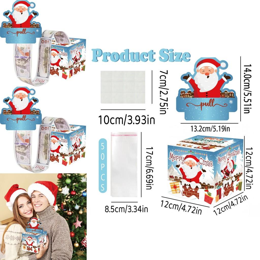Christmas Santa Gift Box With Blue Gradient Paper For Holiday Party Decor And Giving
