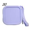 Portable Earphone Case for Travel Silicone Coin Pouch with Zipper And Wrist Strap, Square Shockproof Soft Key Organizer Storage Bag, Lightweight