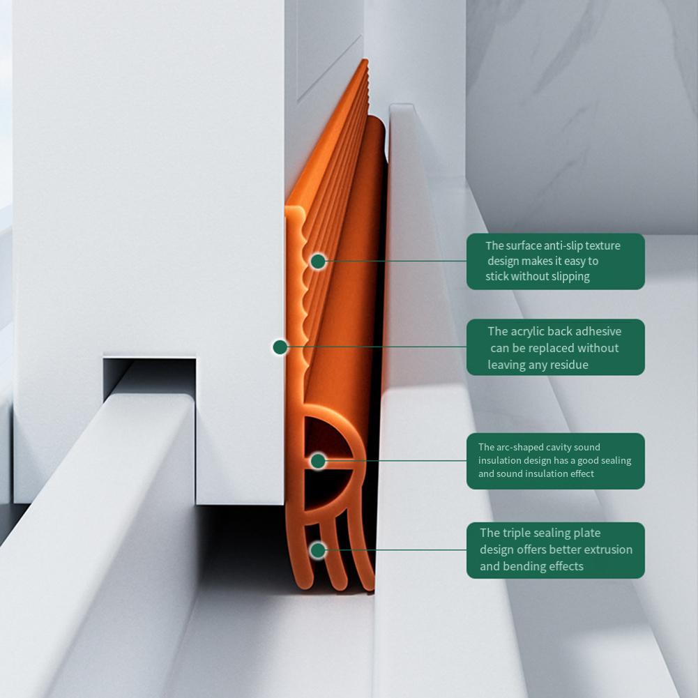 2M/Roll Sliding Window Weather Strips TPE Flexible Cuttable Door Bottom Sealing Strip Soundproofing Windproof Seal Strip Tape