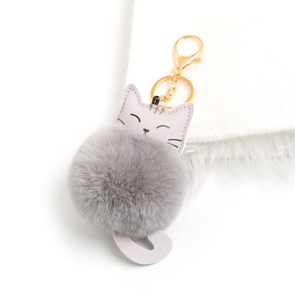 Cartoon Cat Rex Rabbit Plush Ball Keychain