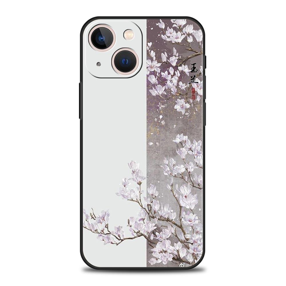 flower 12 Luxury Phone Case For iPhone 13 15 14 12 Mini 11 Pro MAX XR X SE XS 7 8 Plus Silicone Black Protection Cover