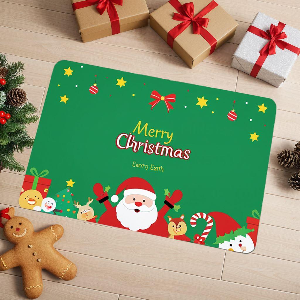 Christmas Diatom Mud Carpet Household Entrance Door Bathroom Foot Mat Dirty Aand Washable 40X60CM (1.3X2FT