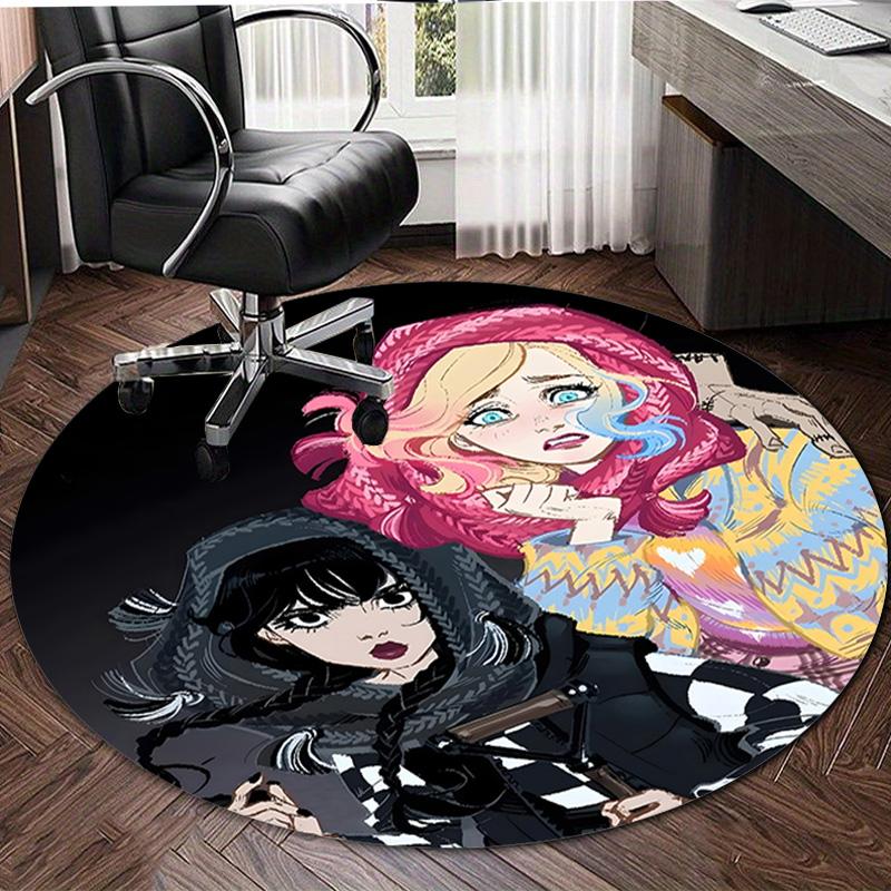 1pc Addams Family Wednesday6 Design Printed Area Round Carpet for Bedroom Living Room Home Decor Rugs Mat Non Slip Mat Rug for Bedside