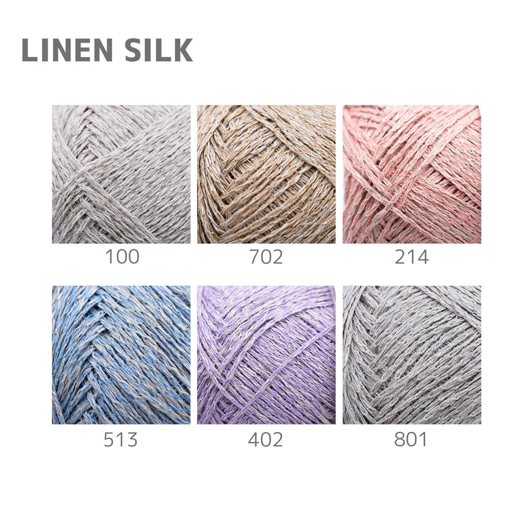 NASKA Hand Knitting Linen Medium 172m Yarn, Silk, Fine, COL. 513, Blue, 54% Linen, 46% Silk, Approx. 40g,