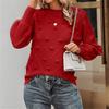 Women's Fashion Casual Fall Winter Solid Color Print Long Sleeve O-Neck Sweaters