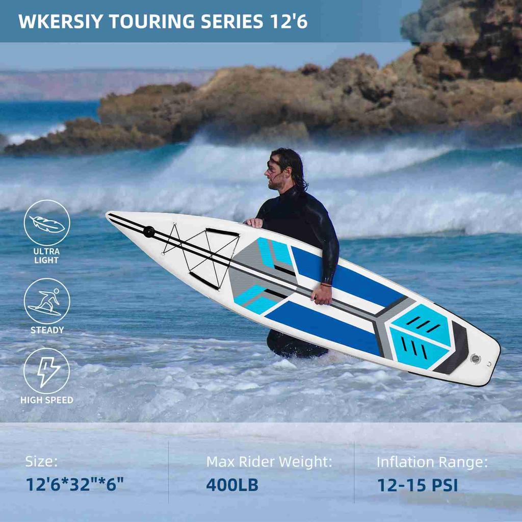 Inflatable Stand Up Paddleboard SUP Board 6 Inch Thick SUP Surfboard Surf Set with Paddleboard Surf Fin Coiled Leash