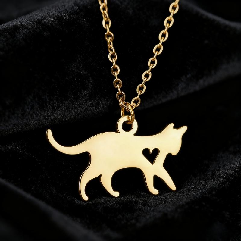 

Stainless Steel Necklaces Fashion Cat Jewelry Necklace Sympathy Gift Cat Lover Gifts Women Animal Necklace Cat Memorial Necklace