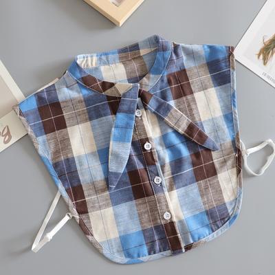 Perfect Match Front Tie Fake Collared Shirt Plaid False Collar Woman Vintage Detachable Collar For Sweater Blouse Half Shirt Accessories