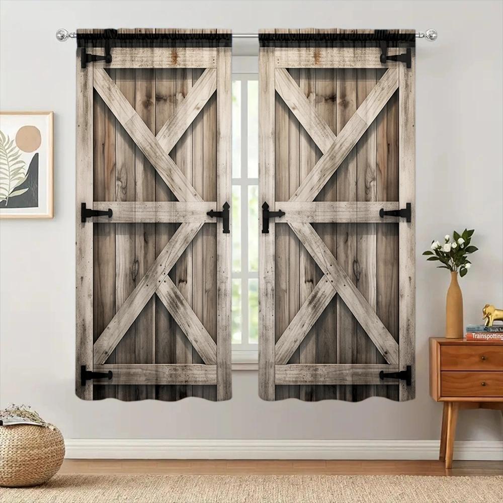 Light Colour Wooden Door Curtain for Home Decor - Rod Pocket Window Treatment for Bedroom   Kitchen   Living Room