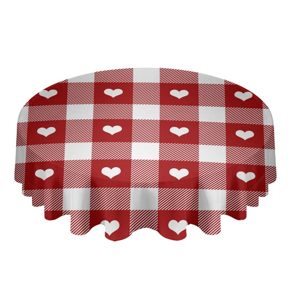 Ziua Îndrăgostiților Față de masă rotundă în carouri roșii dragoste Festival Dining Față de masă impermeabilă Husă de masă pentru decorarea petrecerii de nuntă