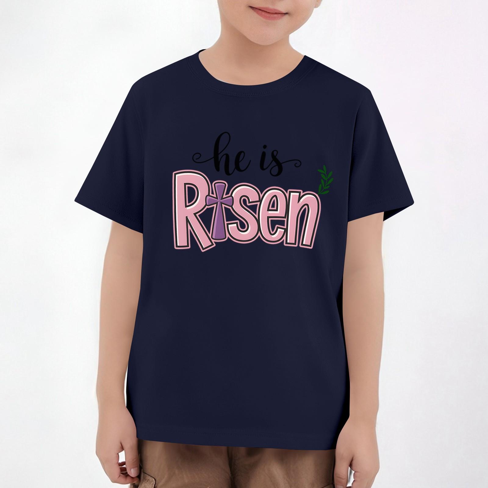 

Детский пасхальный топ с коротким рукавом и принтом 160 тёмно-синий