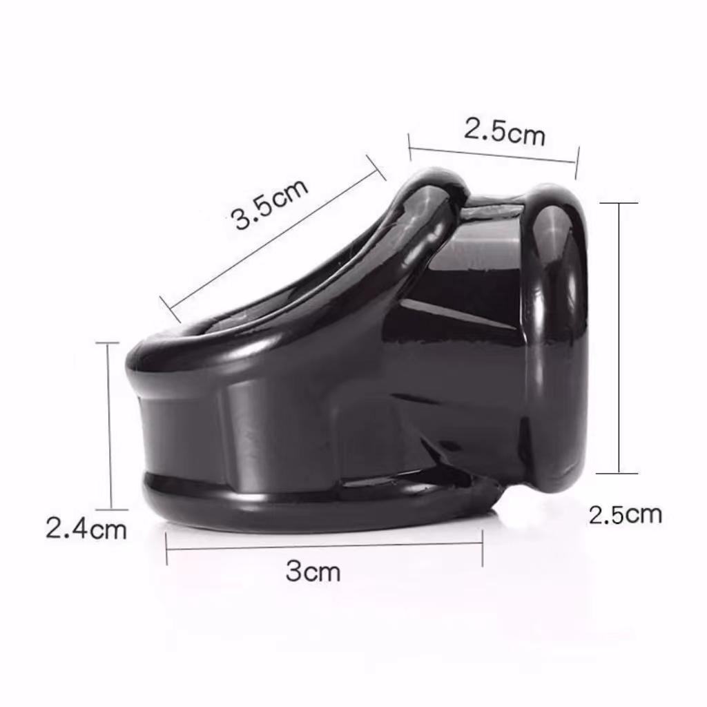 Superweicher Silikon-Ball-Hodensack-Stretcher mit verzögerter Ejakulation, dreifacher Penisring, Cockring für BDSM