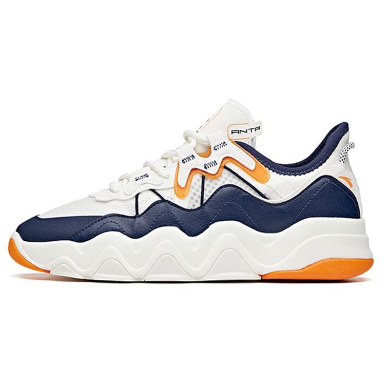 New Anta Young Generation Low Top Running Shoes Men's White Blue Yellow 112128081-4