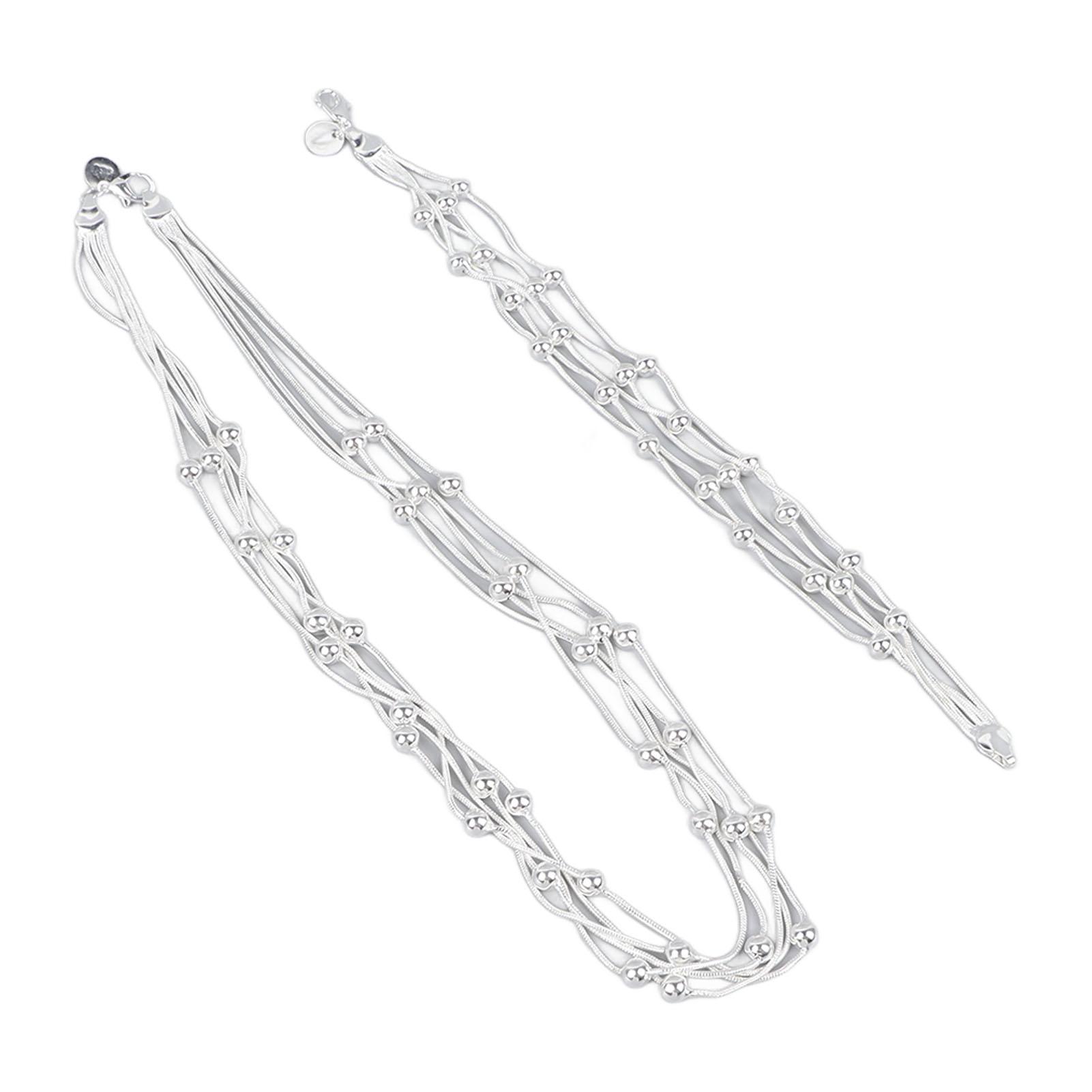 

5 Line Bead Necklace Bracelet Set Women Elegant Fashionable Necklace Bracelet Jewelry Accessory