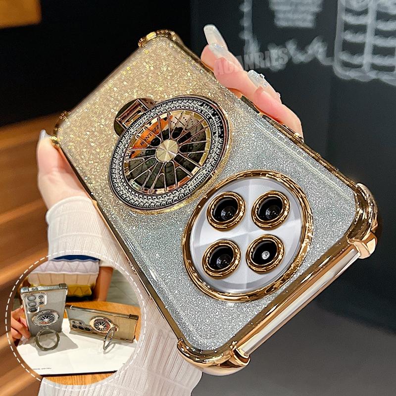 Redmi14c Plating Rotate Holder Silicone Case For Xiaomi Redmi 14c 13 13c 12 12c 10 10a 10c 9 9c Redmi9 Stand Cover Redmi13 4g 5g