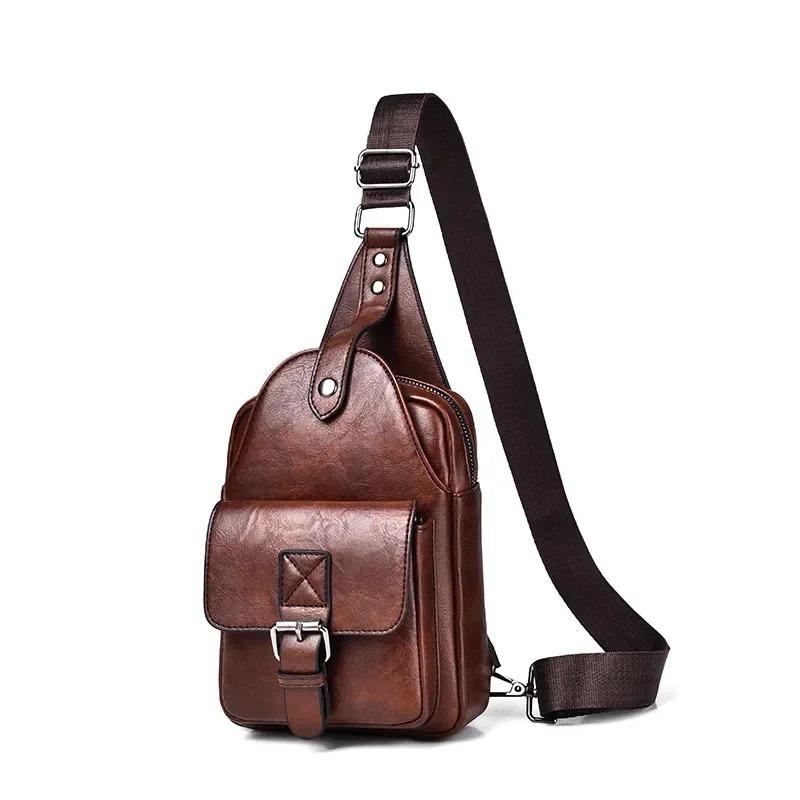 Casual Retro Men's Chest Bag, Large Capacity Crossbody Bag, Waterproof and Wear-resistant