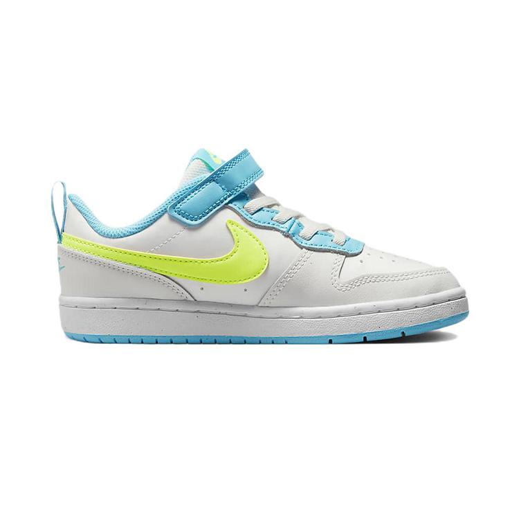 New Nike Court Borough Low 2 PS 'White Baltic Blue Volt' BQ5451-122