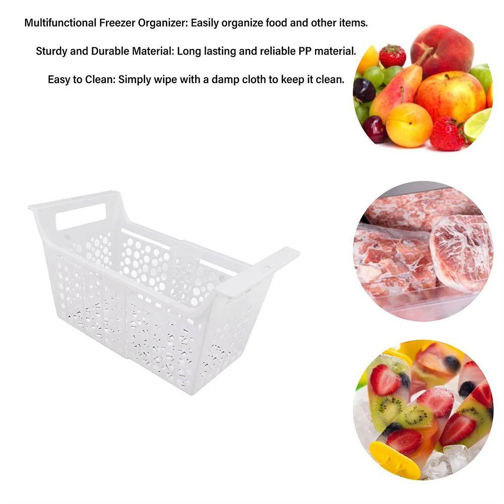 Double Doors Freezer Basket Retractable Refrigerator Basket New Refrigerator Storage Organizer