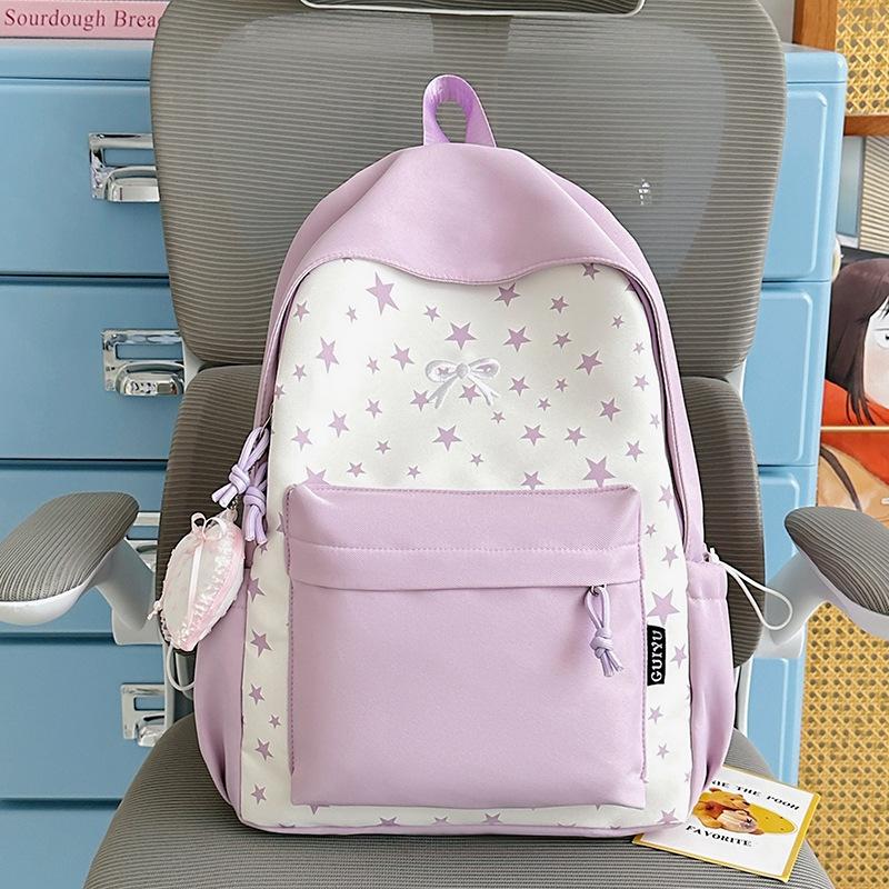 Schoolbag: Japanese-style fresh and sweet color-block backpack, for girls, junior high, high school, and college students, versatile casual backpack