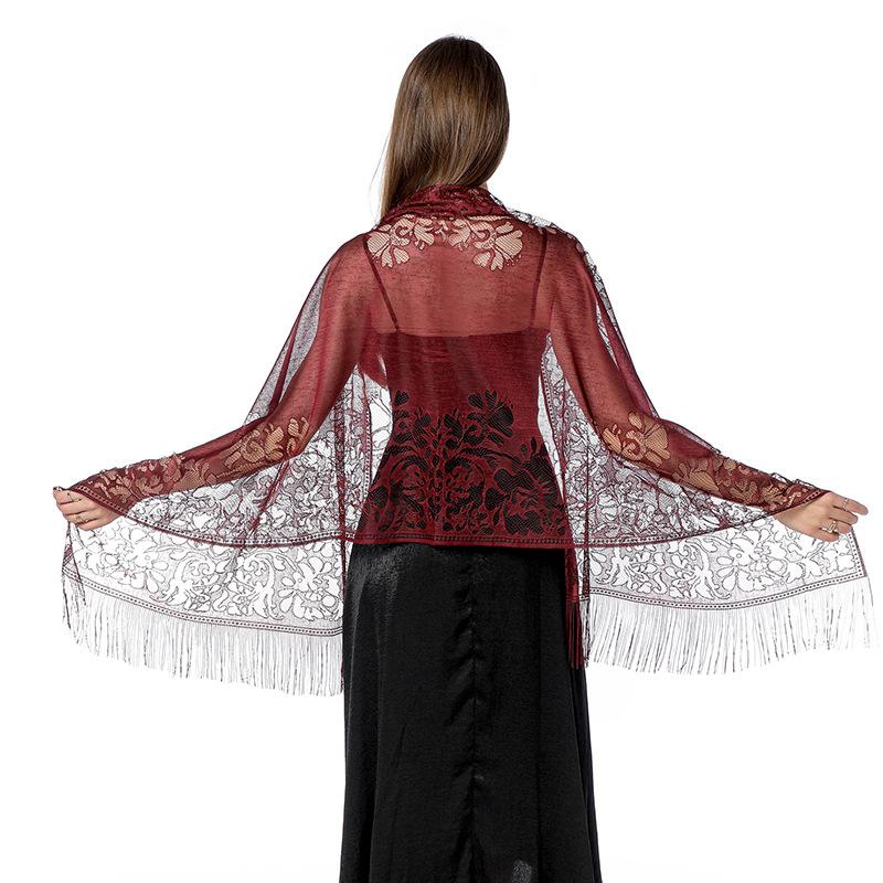 Nová výšivka Krajka Šála Šála Květinový Trojúhelníkový Závoj Šála Pro Ženy Párty Šátek Svatební Poncho Stoles Dámské Zábaly na čelenku
