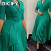 DICFY Women's Fashion Summer Spring Solid Color Print V-Neck 1/2 Sleeves Casual Dresses