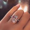 Gica Gema Anillos Ovalados Para Mujer Niña Plata de Ley 925 9*13mm Circonita Rosa Blanca Boda Compromiso Aniversario Joyería Regalo