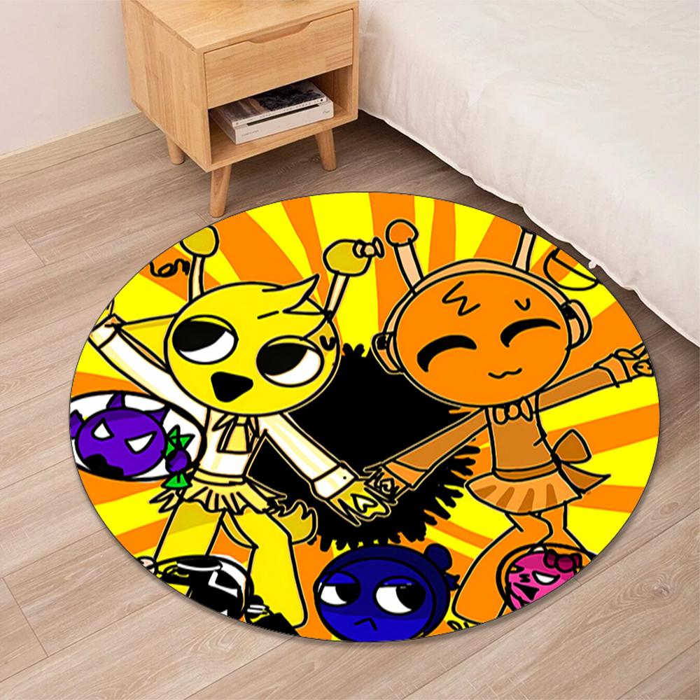 Sprunki Printed Round Rug Carpet Chair Rug Area Rug Entryway Doormats,for Office Chair Living Room Bedroom Kitchen Room.