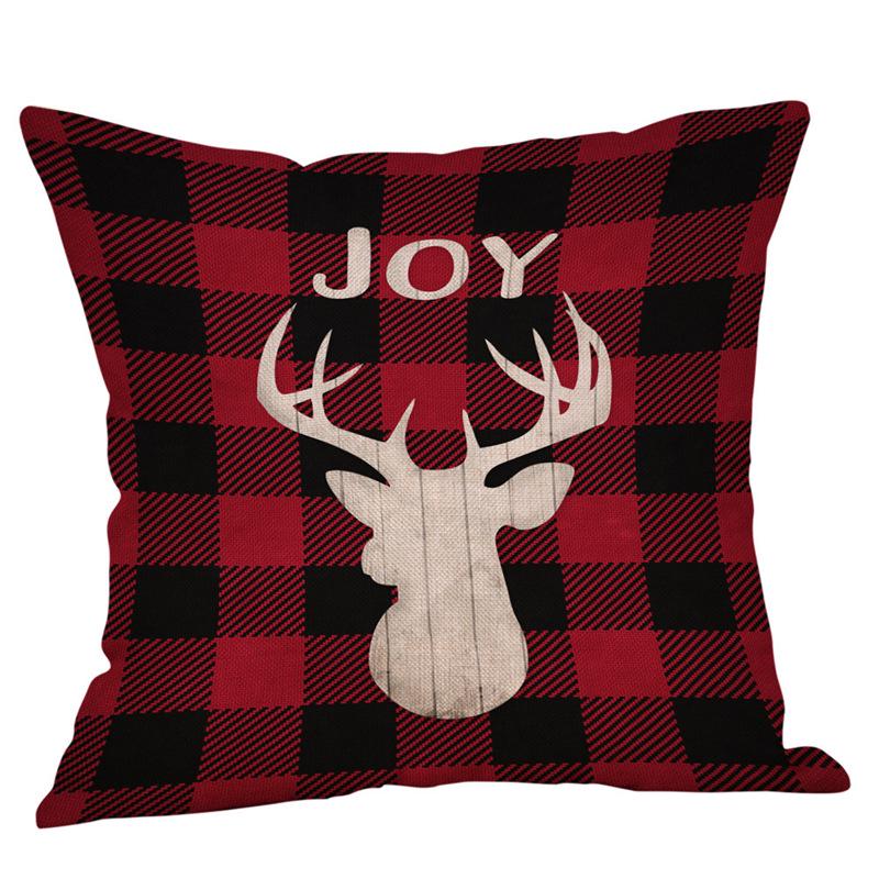 American Christmas Deer Pattern Throw Pillow Cover - Festive Sofa or Car Cushion
