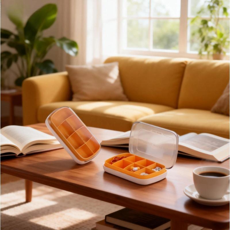 Transparent Frosted Lid Pill Organizer - 7-Compartment Large-Capacity Portable Medicine Box