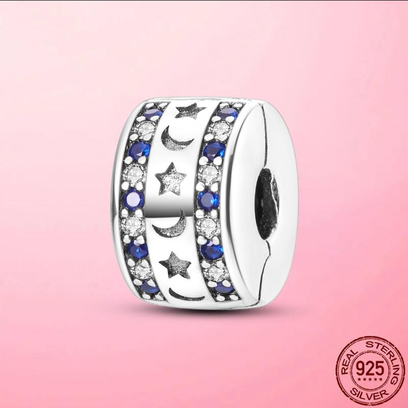 925 Silver Safety Chain with Heart Charms DIY Jewelry Fit Original Bracelet Beaded Accessories