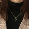 Japan and South Korea Ins Cold Wind Metal Alloy Moon Pendant Necklace Female Tide Collarbone Chain Short Internet Celebrity Simple Accessories