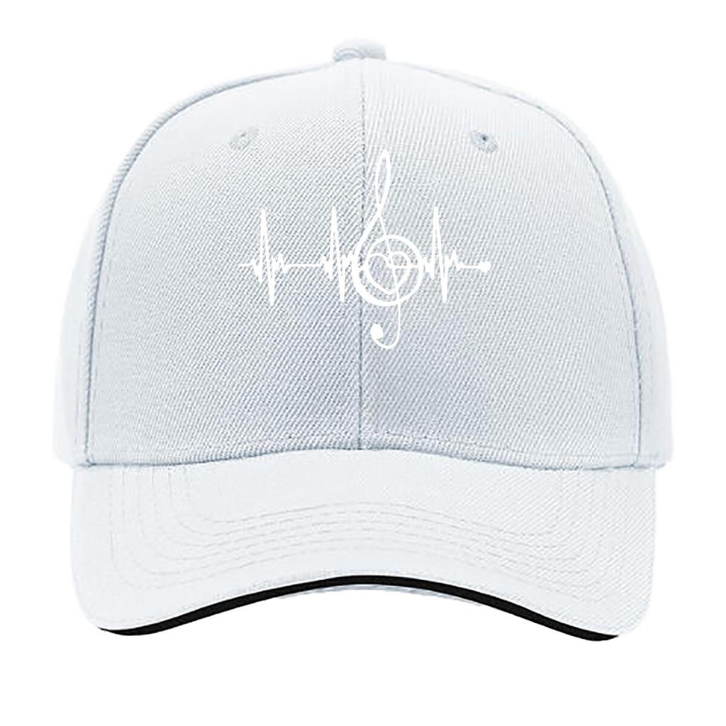 Heartbeat Note Print Baseball Cap Black Casual Outdoor Fishing Travel Hat with Machine Washabl Sandwich Baseball Cap