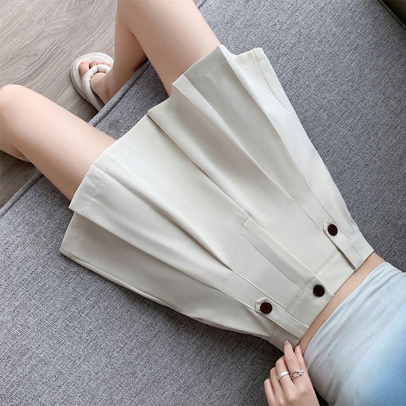Fashionable Loose Pleated Shorts with High Waist for Women