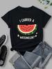 Womens Funny I Carried A WatermelonGraphic  Black Short Sleeve Crew Neck Top Harajuku Short Sleeve Casual Aesthetic Clothes
