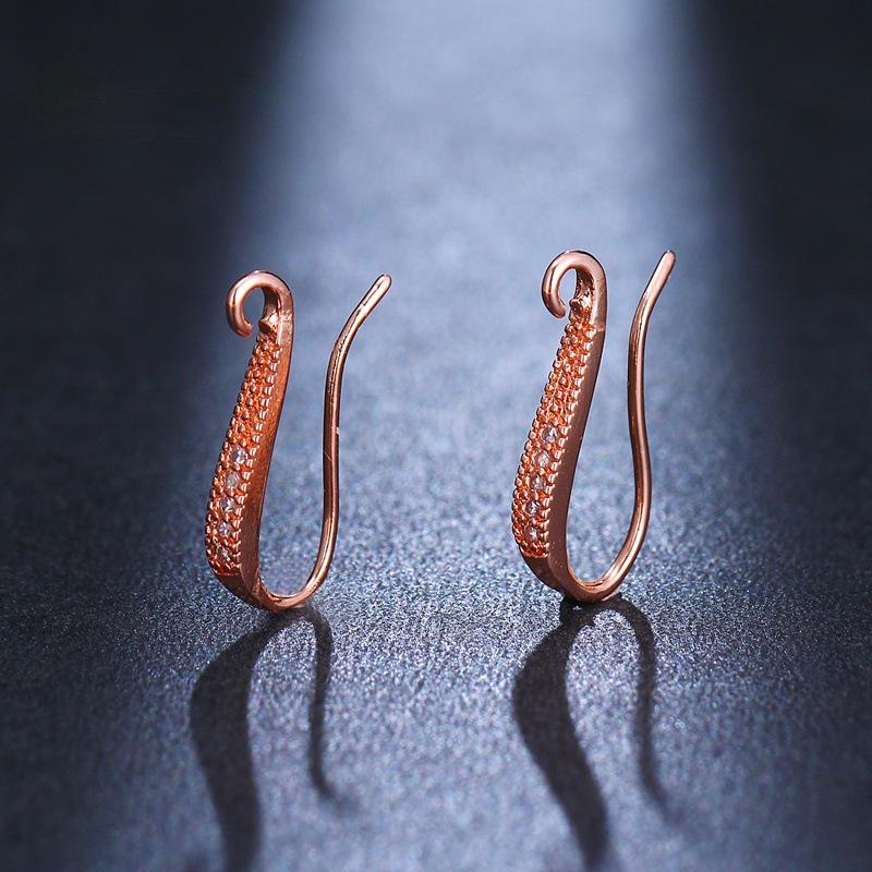18K Gold-Plated Copper U-Shaped Ear Hooks with Zircon for DIY Earrings, Available In Three Colors