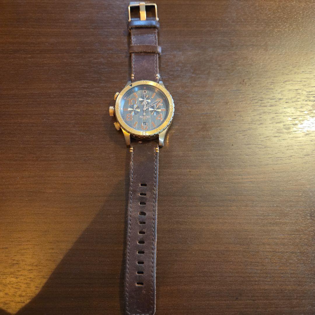 Used NIXON chronograph watch leather band (out of battery)