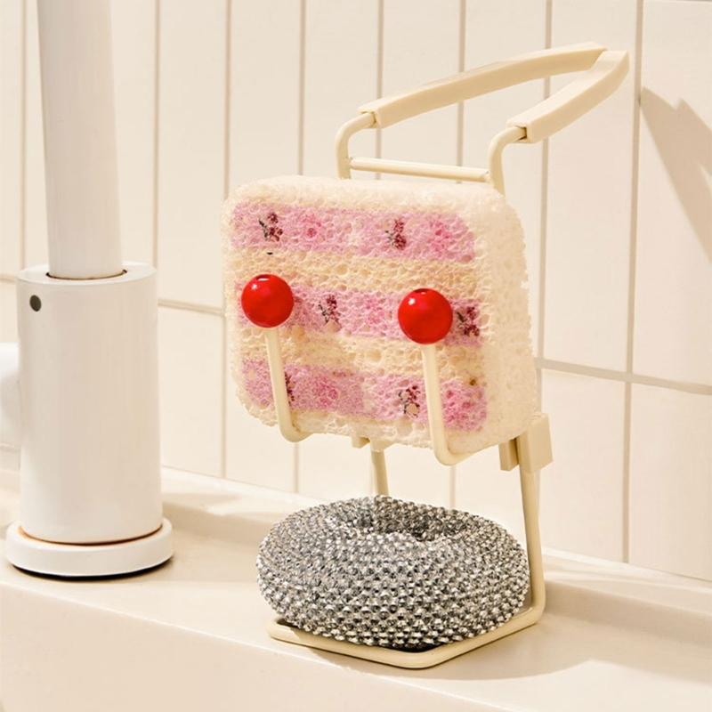 Metal Faucet Sponge Holder Rack, Two Shelf Sink Rack With Hanging Fit and Open Wire Drainage for Washing Tools