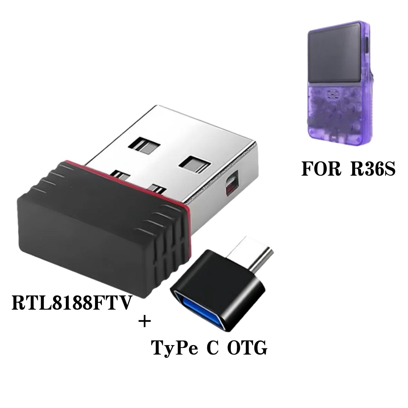 

WiFi Adapter RTL8188 USB Wireless Network Card and Type C OTG for R36H Handheld Game Console Accessories Mini WiFi Dongle