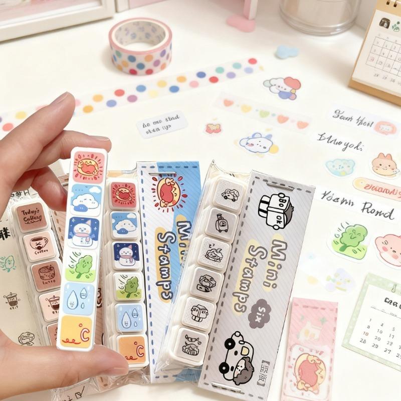Six-link Seal Weather Daily Events Cute Coffee Easy Carry DIY Handbook Greeting Card Envelope Decoration Gift Packaging Design