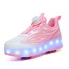 Scarpe da Skate per Bambini con Luce LED Sneakers Luminose Scarpe a Due Ruote per Ragazzi Ragazze con Ricarica USB