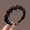 Women French Sparkling Pearl Wavy Headband, High Skull Top Toothed Hair Band, Non-slip External Wear Pressure-Reducing Hair Accessory