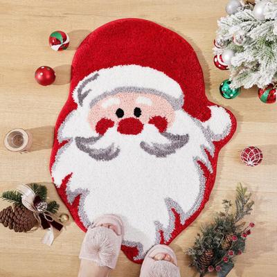 Alfombra de Navidad Árbol de Navidad Muñeco de Nieve Antideslizante Alfombra de Baño Absorbente Lavable Alfombra de Papá Noel para Sala de Estar Entrada Dormitorio