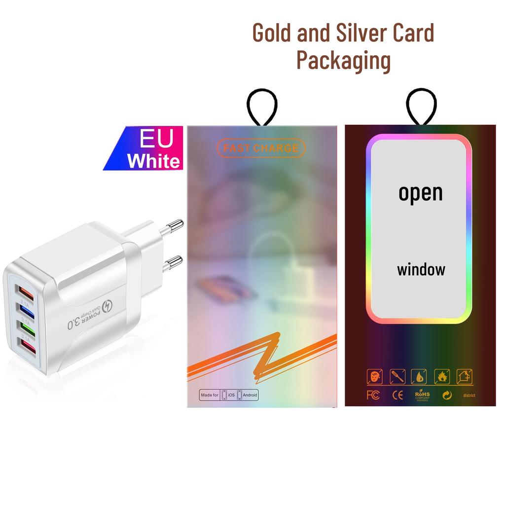 Colorful 4-Port USB Travel Charger 5V/2.4A Fast Charging, Australian Standard